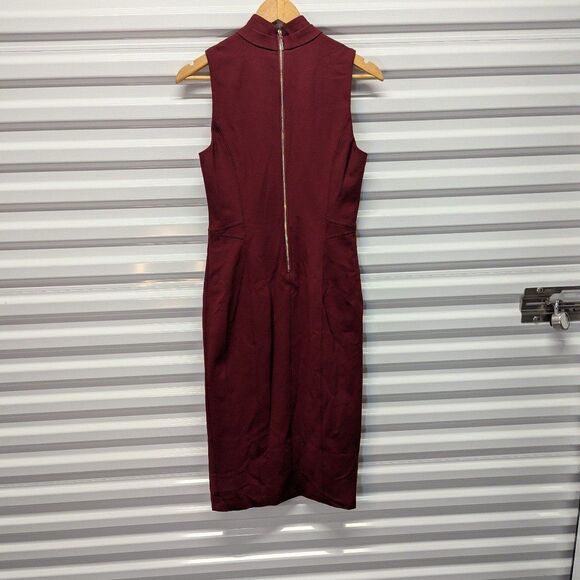 WHBM Size 4 Deep Red Mock Neck Bodycon Dress - Picture 3 of 10